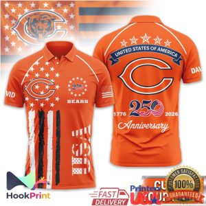 Chicago Bears USA 250th Anniversary 1776 2026 Patriotic Polo Shirt