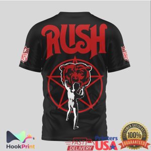 Chicago Bears x Rush Rock Band Starman Mashup Black T Shirt Chicago Bears x Rush Rock Band Starman Mashup Black T Shirt