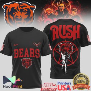 Chicago Bears x Rush Rock Band Starman Mashup Black T Shirt