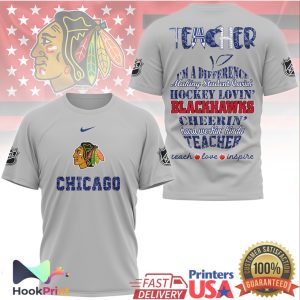 Chicago Blackhawks Hockey Loving Teacher Difference Maker T Shirt