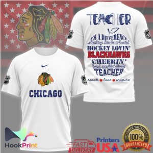 Chicago Blackhawks Hockey Loving Teacher Difference Maker T Shirt