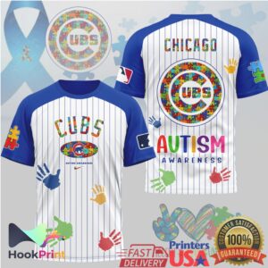 Chicago Cubs MLB Autism Awareness Pinstripe Vintage Style Men Women Sports Baseball Fans T Shirt Chicago Cubs MLB Autism Awareness Pinstripe Vintage Style Men Women Sports Baseball Fans T Shirt
