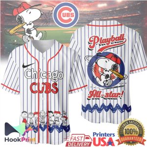 Chicago Cubs Peanuts Snoopy Gang Playball All Star Baseball Jersey