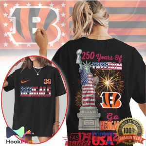 Cincinnati Bengals 250 Years Of Freedom Statue Of Liberty Independence Day NFL T Shirt