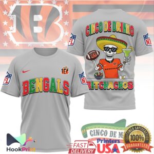 Cincinnati Bengals Cinco De Mayo Drinking Skeleton 2026 Vintage Style Men Women Fans T Shirt