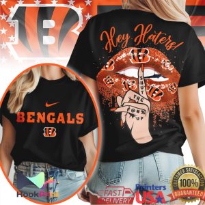 Cincinnati Bengals Hey Haters Shut The F Up Lips Graphic T Shirt