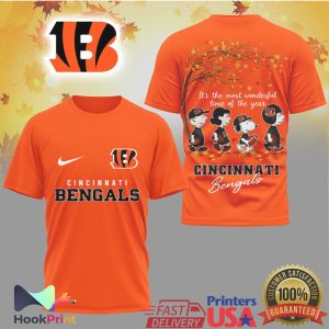 Cincinnati Bengals Peanuts Snoopy It's The Most Wonderful Time Of The Year Fall T Shirt