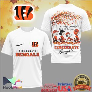 Cincinnati Bengals Peanuts Snoopy It's The Most Wonderful Time Of The Year Fall T Shirt
