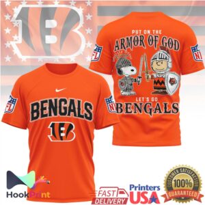 Cincinnati Bengals Peanuts Snoopy Put On The Armor Of God 2026 Vintage Fans T Shirt