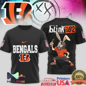 Cincinnati Bengals x Blink 182 Bunny Mashup NFL Graphic T Shirt