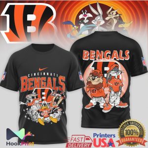 Cincinnati Bengals x Looney Tunes Mashup Retro Cartoon Football T Shirt Cincinnati Bengals x Looney Tunes Mashup Retro Cartoon Football T Shirt