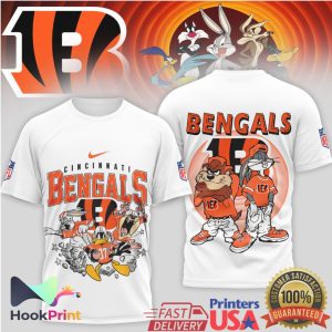 Cincinnati Bengals x Looney Tunes Mashup Retro Cartoon Football T Shirt