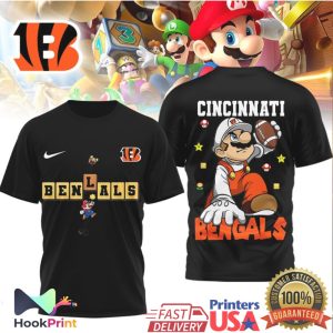 Cincinnati Bengals x Super Mario Bros Game Day Football T Shirt Cincinnati Bengals x Super Mario Bros Game Day Football T Shirt