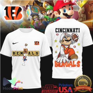 Cincinnati Bengals x Super Mario Bros Game Day Football T Shirt