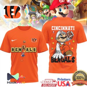 Cincinnati Bengals x Super Mario Bros Game Day Football T Shirt