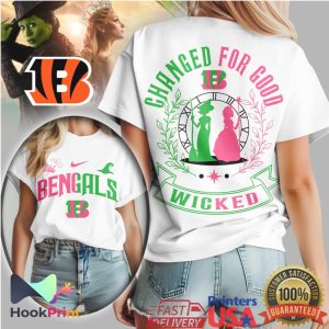Cincinnati Bengals x Wicked Musical Pink and Green Changed For Good T Shirt