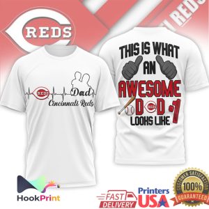 Cincinnati Reds Awesome Dad 1 Heartbeat Baseball Fan T Shirt Cincinnati Reds Awesome Dad 1 Heartbeat Baseball Fan T Shirt