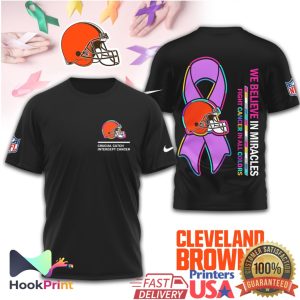 Cleveland Browns Crucial Catch NFL Intercept Cancer Awareness Graphic T Shirt
