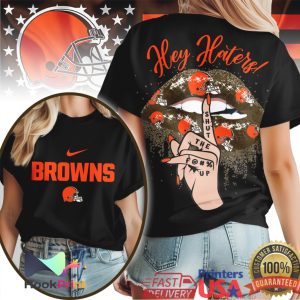 Cleveland Browns Hey Haters Shut The F Up Lips Graphic T Shirt