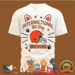 Cleveland Browns International Cat Day Vintage Paw Print Style Personalized Gift For Men Women T Shirt