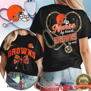 Cleveland Browns Nurse By Heart Browns By Soul 2026 Football T Shirt Cleveland Browns Nurse By Heart Browns By Soul 2026 Football T Shirt