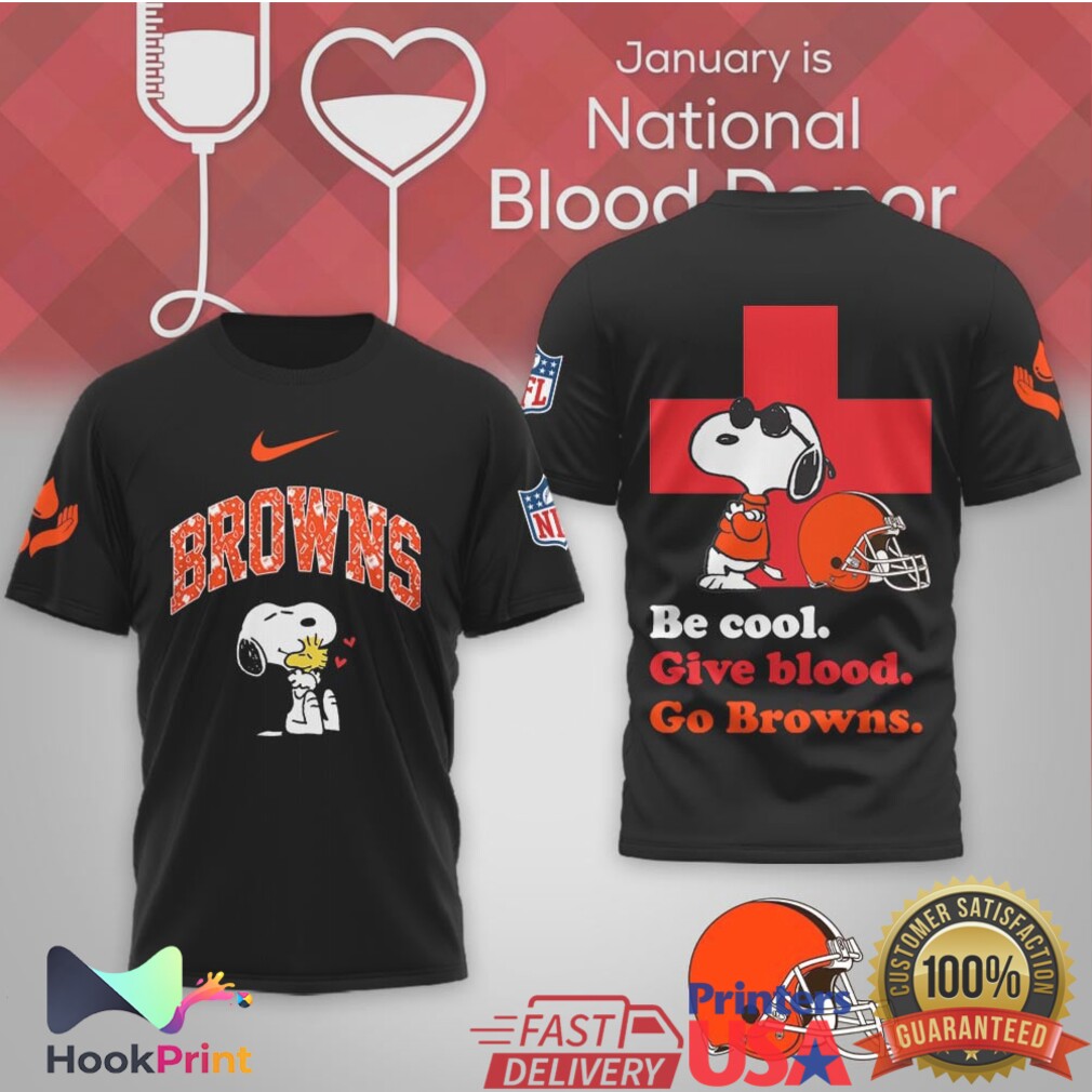 Cleveland Browns Snoopy Be Cool Give Blood National Blood Donor Month T Shirt Cleveland Browns Snoopy Be Cool Give Blood National Blood Donor Month T Shirt