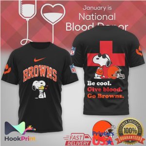 Cleveland Browns Snoopy Be Cool Give Blood National Blood Donor Month T Shirt