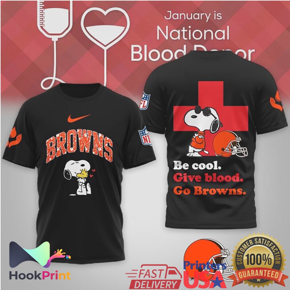 Cleveland Browns Snoopy Be Cool Give Blood National Blood Donor Month T Shirt Cleveland Browns Snoopy Be Cool Give Blood National Blood Donor Month T Shirt