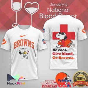 Cleveland Browns Snoopy Be Cool Give Blood National Blood Donor Month T Shirt