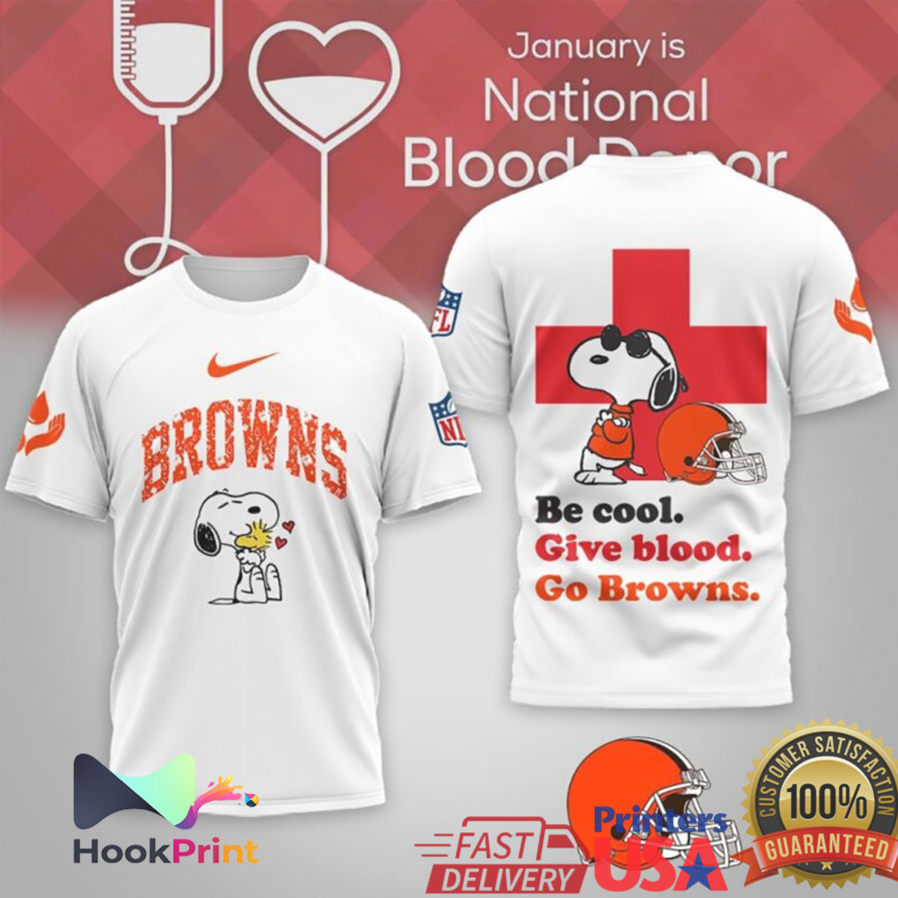 Cleveland Browns Snoopy Be Cool Give Blood National Blood Donor Month T Shirt Cleveland Browns Snoopy Be Cool Give Blood National Blood Donor Month T Shirt