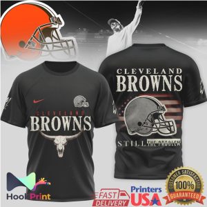 Cleveland Browns Still The Problem Steer Skull American Flag T Shirt