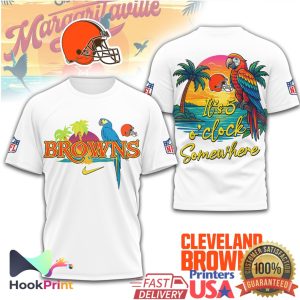 Cleveland Browns Tropical Sunset Parrot It's 5 O'Clock Somewhere Shirt