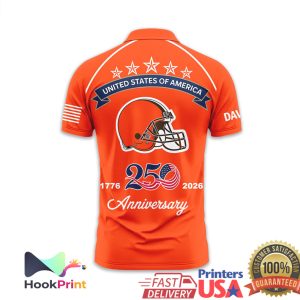 Cleveland Browns USA 250th Anniversary 1776 2026 Custom Name Polo Shirt