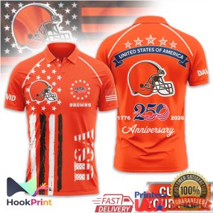 Cleveland Browns USA 250th Anniversary 1776 2026 Custom Name Polo Shirt