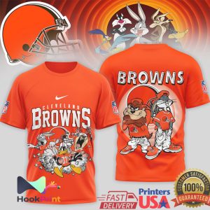 Cleveland Browns x Looney Tunes Mashup Retro Cartoon Football T Shirt