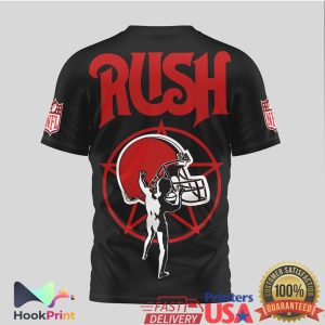 Cleveland Browns x Rush Rock Band Starman Mashup Black T Shirt Cleveland Browns x Rush Rock Band Starman Mashup Black T Shirt