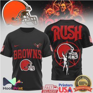 Cleveland Browns x Rush Rock Band Starman Mashup Black T Shirt