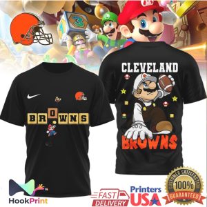 Cleveland Browns x Super Mario Bros Video Game Mashup T Shirt Cleveland Browns x Super Mario Bros Video Game Mashup T Shirt