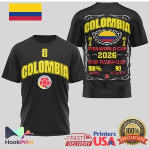 Colombia FIFA rld Cup 2026 Pride Passion Glory Soccer Sports T Shirt