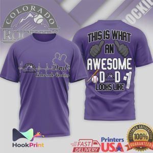 Colorado Rockies Awesome Dad #1 Baseball Fan Graphic T Shirt Colorado Rockies Awesome Dad #1 Baseball Fan Graphic T Shirt