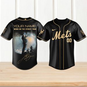 Custom Luke Bryan Word On The Street Tour NY Mets Black & Gold Jersey