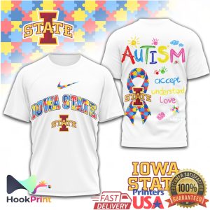 Iowa State Cyclones Autism Awareness Puzzle Ribbon Support T Shirt