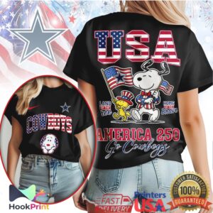 Dallas Cowboys America 250 Snoopy Patriotic Stars and Stripes T Shirt Dallas Cowboys America 250 Snoopy Patriotic Stars and Stripes T Shirt