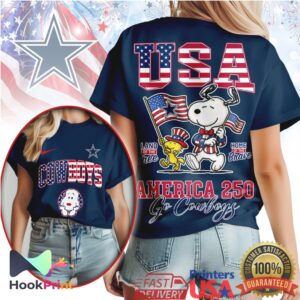 Dallas Cowboys America 250 Snoopy Patriotic Stars and Stripes T Shirt