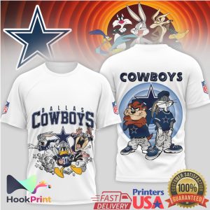 Dallas Cowboys Looney Tunes Characters Graphic Print Football Fan T Shirt
