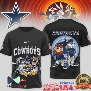 Dallas Cowboys Looney Tunes Characters Graphic Print Football Fan T Shirt