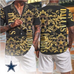 Dallas Cowboys Luxury Gold Floral Baroque Print Summer Fashion For T Shirt Dallas Cowboys Luxury Gold Floral Baroque Print Summer Fashion For T Shirt