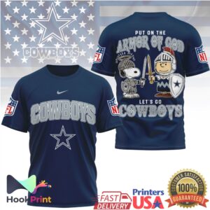 Dallas Cowboys Put On The Armor Of God Snoopy Charlie Brown 2026 Fans T Shirt