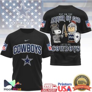 Dallas Cowboys Put On The Armor Of God Snoopy Charlie Brown 2026 Fans T Shirt