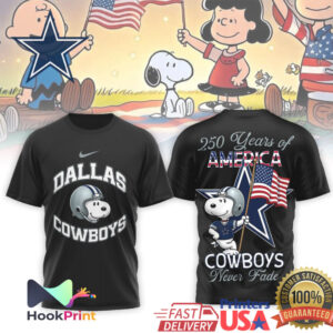 Dallas Cowboys Snoopy 250 Years of America Patriotic T Shirt
